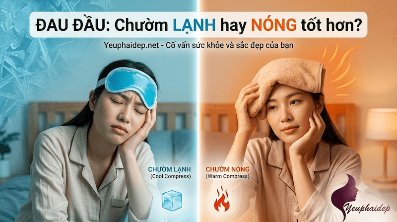 Đắp gì lên trán khi đau đầu — chườm lạnh hay chườm nóng tốt hơn?